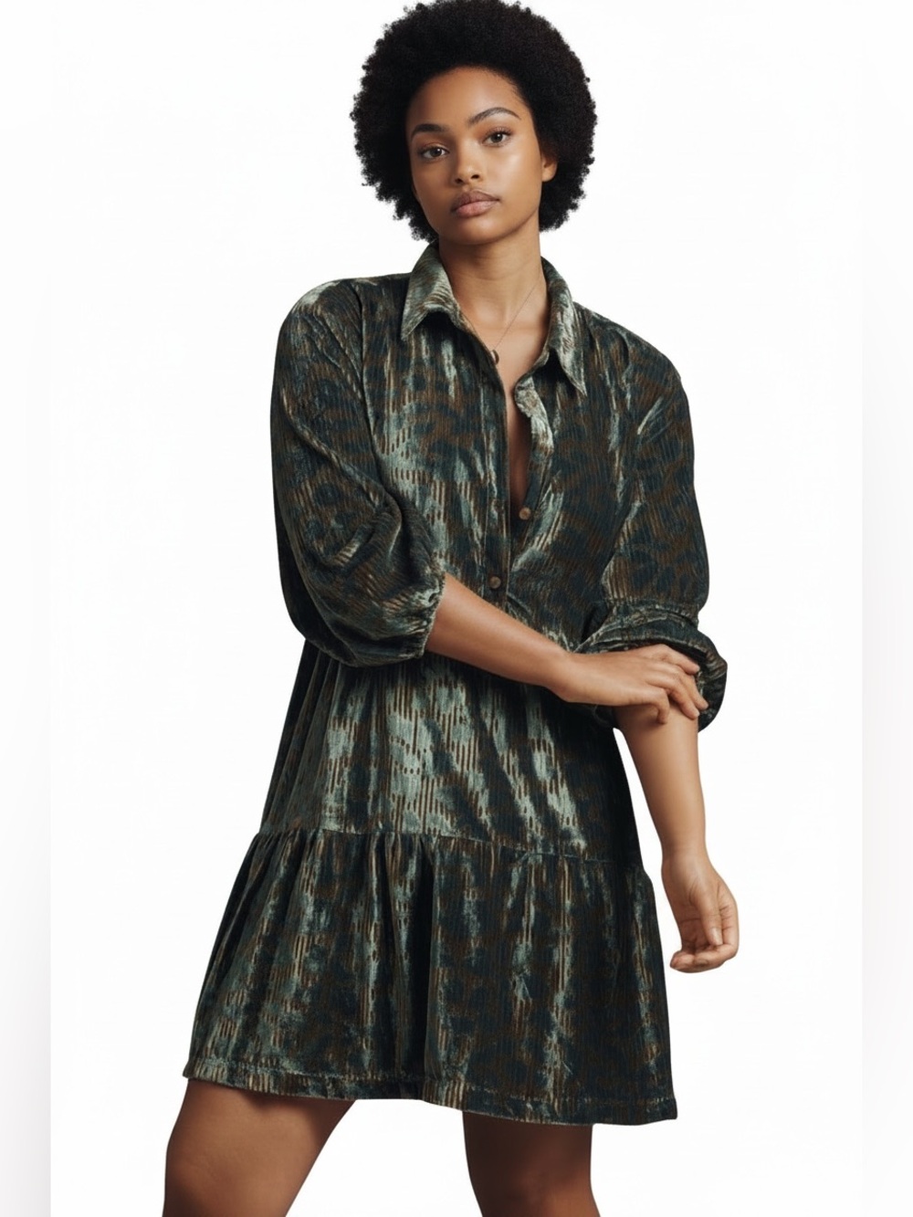 NWT Anthropologie Maeve Bettina Velvet Tiered Mini Dress XS Cottagecore Academia